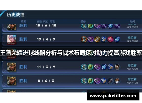王者荣耀进球线路分析与战术布局探讨助力提高游戏胜率